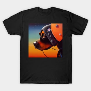 Rottweiler wearing astronaut clothing orange sky T-Shirt